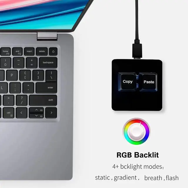 Alt view image 4 of 6 - Copy and Paste 2-Key Keyboard SAYO OSU Keypad Hotswap One Handed Mechanical Gaming Keyboard Cherry Switch RGB Backlit Mini USB Keypad for macros or Rhythm Games