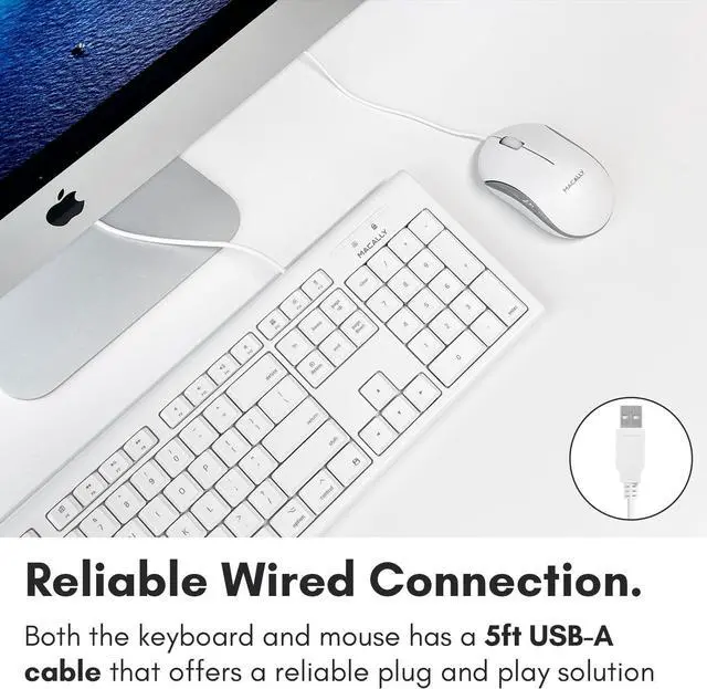 Alt view image 3 of 7 - Macally Full Size USB Keyboard and Optical USB Mouse Combo for Mac