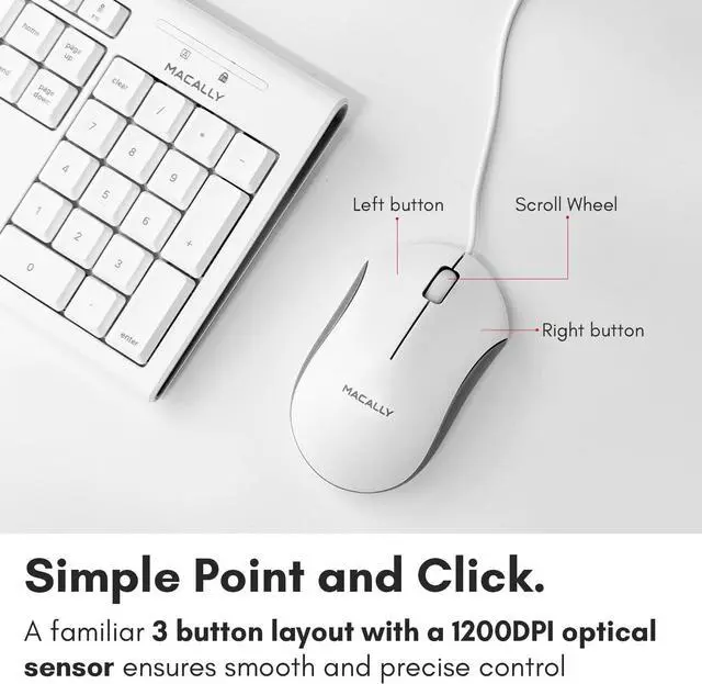 Alt view image 5 of 7 - Macally Full Size USB Keyboard and Optical USB Mouse Combo for Mac