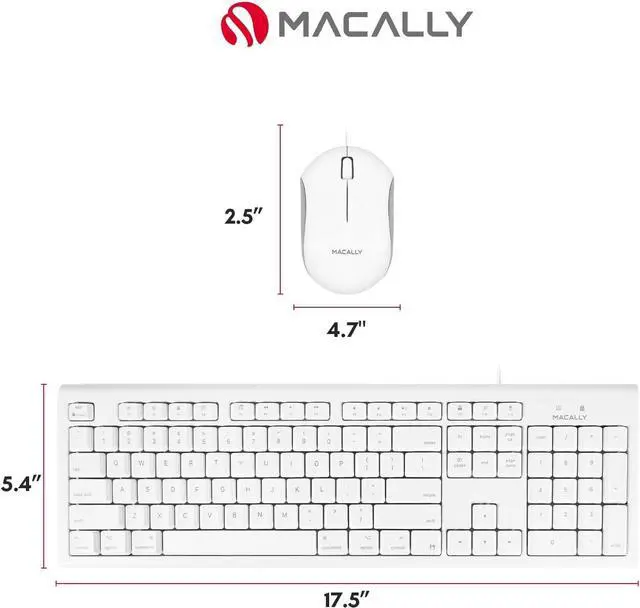 Alt view image 7 of 7 - Macally Full Size USB Keyboard and Optical USB Mouse Combo for Mac