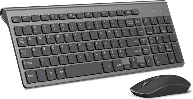 Main image of JOYACCESS Wireless Keyboard Mouse Combo, 2.4G Compact and Ultra Slim Wireless Keyboard and Mouse for Windows, Computer, Desktop, PC, Laptop (Grey)
