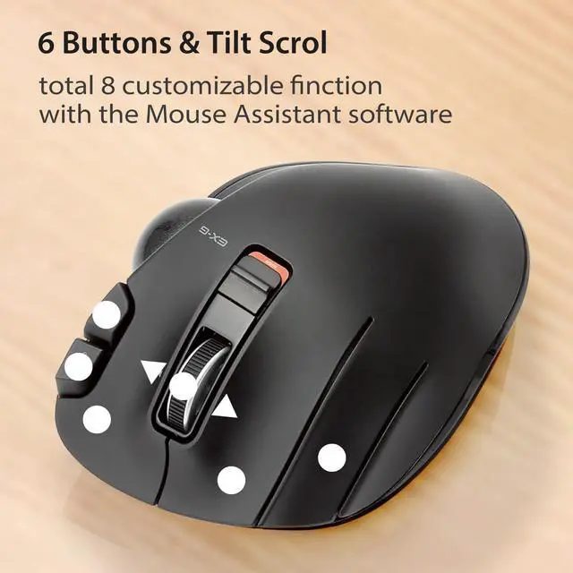 Alt view image 4 of 7 - ELECOM EX-G Left Handed Trackball Mouse, 2.4 GHz USB Wireless, Ergonomic, Thumb Control, Tracking Roller Ball, 6 Programmable Buttons, Tilt Scroll
