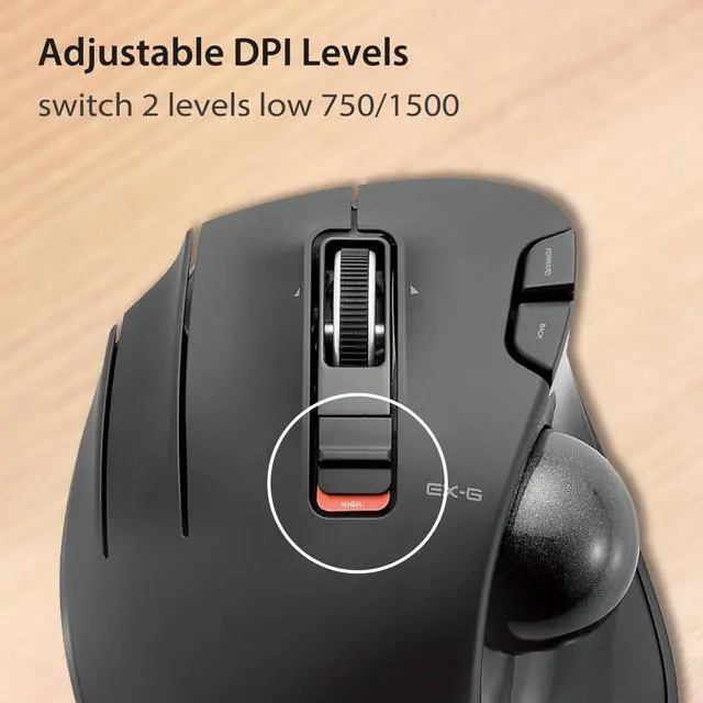 Alt view image 5 of 7 - ELECOM EX-G Left Handed Trackball Mouse, 2.4 GHz USB Wireless, Ergonomic, Thumb Control, Tracking Roller Ball, 6 Programmable Buttons, Tilt Scroll