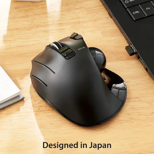 Alt view image 7 of 7 - ELECOM EX-G Left Handed Trackball Mouse, 2.4 GHz USB Wireless, Ergonomic, Thumb Control, Tracking Roller Ball, 6 Programmable Buttons, Tilt Scroll