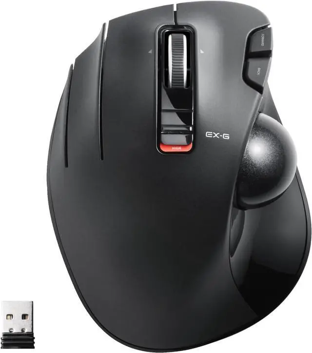 Main image of ELECOM EX-G Left Handed Trackball Mouse, 2.4 GHz USB Wireless, Ergonomic, Thumb Control, Tracking Roller Ball, 6 Programmable Buttons, Tilt Scroll