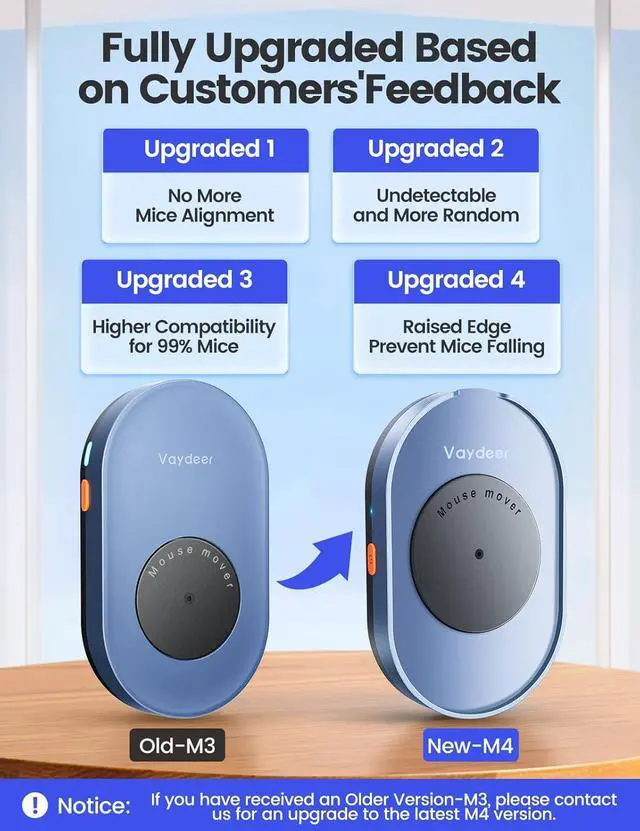 Alt view image 2 of 7 - Vaydeer Undetectable Mouse Mover, M4 Mouse Jiggler Device with ON/Off Switch, Driver-Free Shaker Wiggler Mouse Movement Simulation for Computer Awakening, Gift Ideal for Men/Women