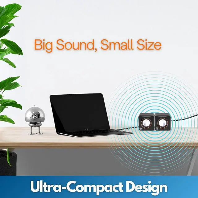 Alt view image 4 of 7 - MANHATTAN USB Powered Stereo Speaker System - Small Size - with Volume Control & 3.5 mm Audio Plug to Connect to Laptop, Notebook, Desktop, Computer - 3 Yr Mfg Warranty - Black Silver, 166898