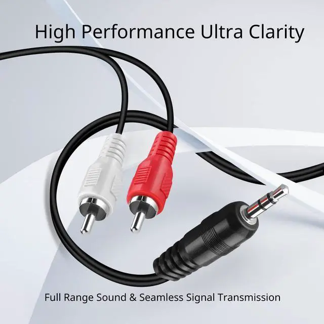 Alt view image 2 of 6 - TNP RCA to Aux Cable (30 FT) - Male to Male 2 RCA to 3.5mm Adapter Connector Wire Cord - 2RCA Red and White Audio Cable to AUX Auxiliary Headphone Jack Plug Y Splitter Converter