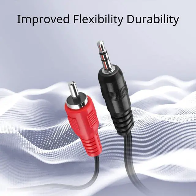 Alt view image 3 of 6 - TNP RCA to Aux Cable (30 FT) - Male to Male 2 RCA to 3.5mm Adapter Connector Wire Cord - 2RCA Red and White Audio Cable to AUX Auxiliary Headphone Jack Plug Y Splitter Converter