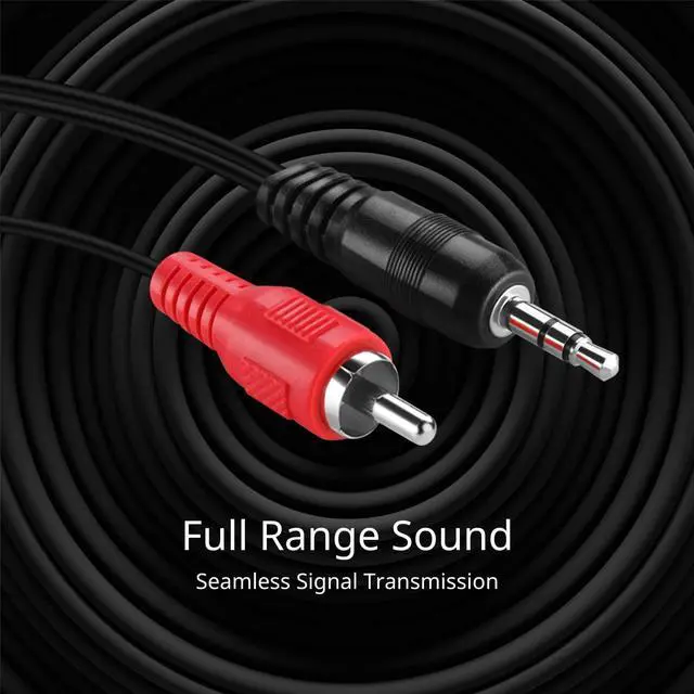 Alt view image 4 of 6 - TNP RCA to Aux Cable (30 FT) - Male to Male 2 RCA to 3.5mm Adapter Connector Wire Cord - 2RCA Red and White Audio Cable to AUX Auxiliary Headphone Jack Plug Y Splitter Converter