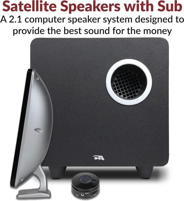 Alt view image 2 of 7 - Cyber Acoustics CA-3610 2.1 Multimedia Speaker System with Subwoofer, Perfect Computer Speakers for PC or Mac, Great for Music, Movies, and Gaming