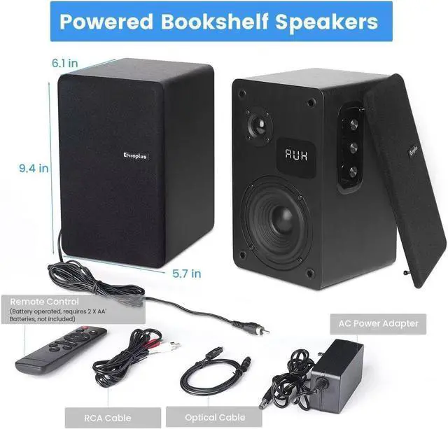 Alt view image 6 of 7 - 70W Powered Bookshelf Speakers, Active Stereo Speakers Pair Desktop Studio Monitor Speakers Wired Optical/ARC/RCA/AUX/BT Input for Turntable Vinyl Record Player Home Audio TV Gaming PC-Black