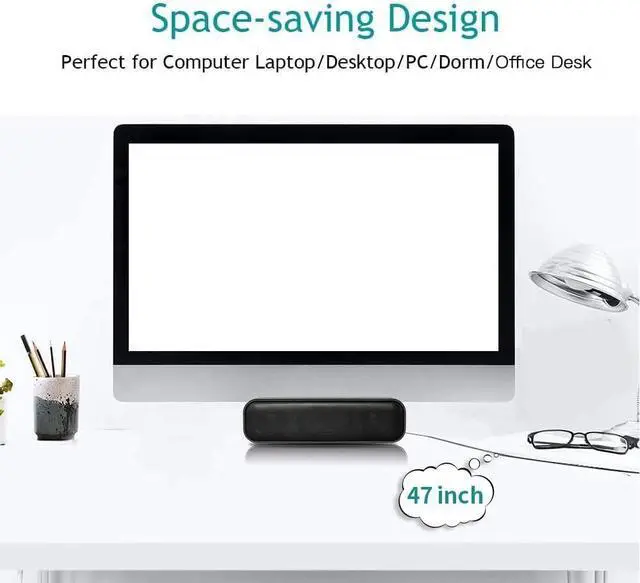 Alt view image 5 of 7 - USB Computer Speaker,USB Powered Mini Soundbar Speaker,Laptop Stereo Speakers with Space Saving Design for Computer Laptop Desktop PC Dorm Offce Desk Restaurant