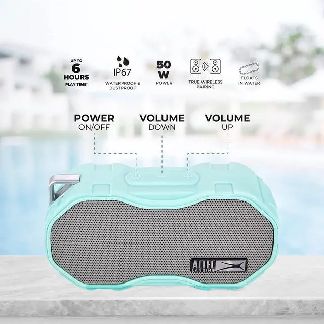 Alt view image 2 of 7 - Altec Lansing Baby Boom XL - Waterproof Bluetooth Speaker, Wireless & Portable Speaker for Travel & Outdoor Use, Deep Bass & Loud Sound, 1 Pack, Mint