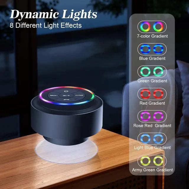 Alt view image 5 of 7 - Bluetooth Shower Speaker, Portable Bluetooth Wireless Waterproof Speaker for Pool, Floating IP67 LED Light Bathroom Speaker with Suction Cup for Camping Beach, Valentines Electronic Gifts