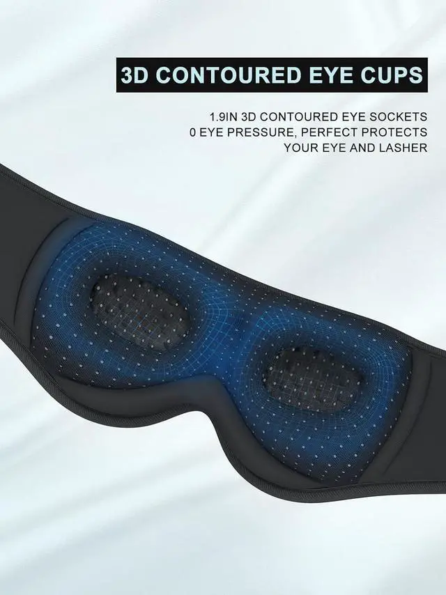 Alt view image 7 of 7 - LC-dolida Sleep Headphones, 3D Sleep Mask Bluetooth Wireless Music Eye Mask, Sleeping Headphones for Side Sleepers Sleep Mask with Bluetooth Headphones Ultra-Thin Stereo Speakers Perfect for Sleeping