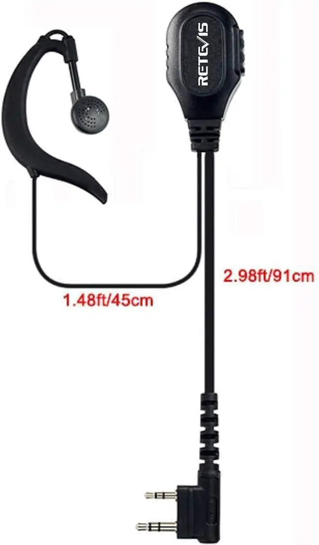 Alt view image 3 of 7 - Retevis 2 Way Radio Earpiece, C-Type Earhook Headset with Mic, 2 Pin, for RT22 RT68 RT21 H-777 RT27 RT19 RB26 RB45,Compatible with BAOFENG UV-5R BF-F8HP Walkie Talkies, Walkie Talkie Earpiece(2 Pack)