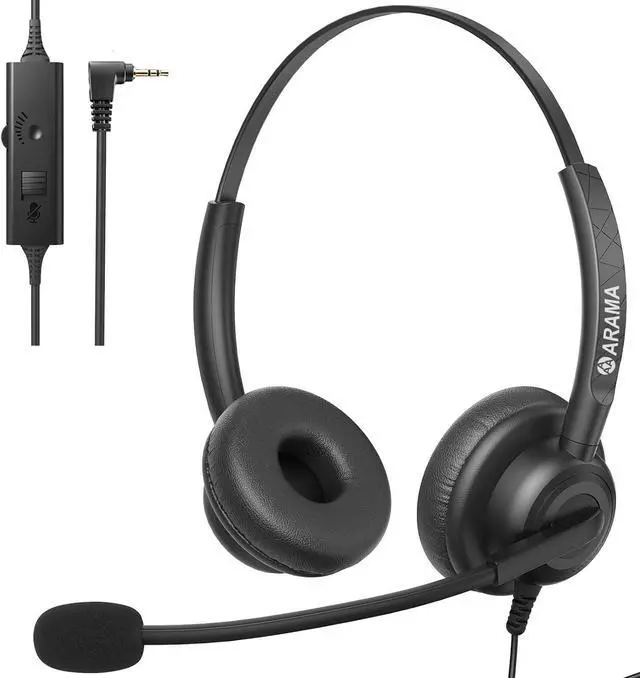 Main image of Phone Headset 2.5mm with Noise Canceling Mic & Volume Control Ultra Comfort Telephone Headset for Panasonic Vtech AT&T Uniden Gigaset Cisco RCA Grandstream Cordless Landline Office Phones