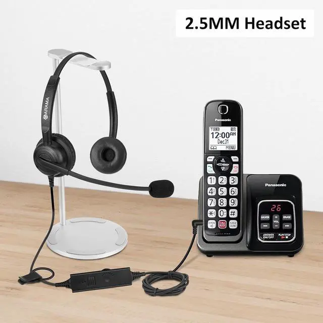 Alt view image 5 of 6 - Phone Headset 2.5mm with Noise Canceling Mic & Volume Control Ultra Comfort Telephone Headset for Panasonic Vtech AT&T Uniden Gigaset Cisco RCA Grandstream Cordless Landline Office Phones