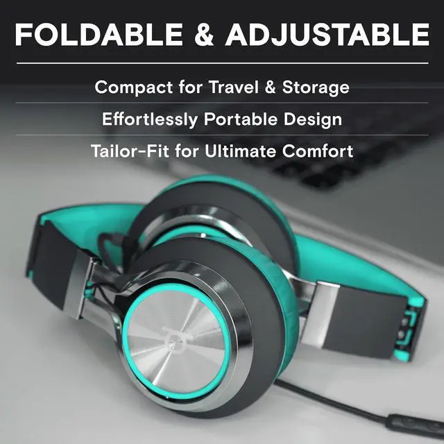 Alt view image 3 of 7 - ARTIX CL750 Wired Headphones with Mic & Volume Control  Noise Isolating On-Ear Headphones for Computer and Laptop Wired, Plug in Corded Headphone Over Ear with Wire (Foldable, Aux Jack 3.5mm)