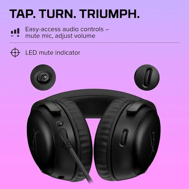 Alt view image 6 of 7 - HyperX Cloud III  Wired Gaming Headset, PC, PS5, Xbox Series X|S, Angled 53mm Drivers, DTS Spatial Audio, Memory Foam, Durable Frame, Ultra-Clear 10mm Mic, USB-C, USB-A, 3.5mm  Black