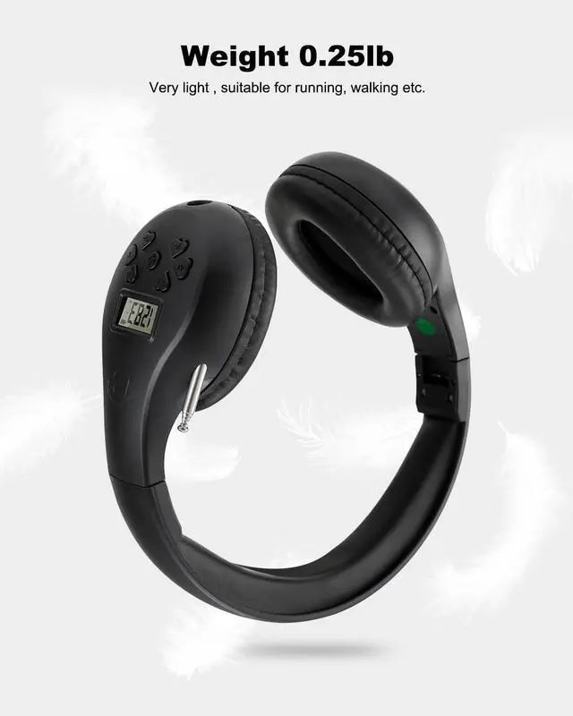 Alt view image 3 of 7 - Portable Personal FM Radio Headphones with Best Reception, Walkman Wireless Headset FM Radio Ear Muffs for Walking, Jogging Powered by 2 AA Batteries(Not Included) -Black