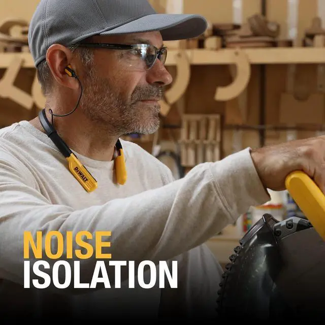 Alt view image 3 of 7 - DEWALT Wireless Bluetooth Neckband Headphones  Neckband Earphones with 30H Runtime  Secure Magnetic Earbuds  Noise-Isolating Wireless Earbuds  Jobsite Pro Built-in Mic for Crystal-Clear Calls