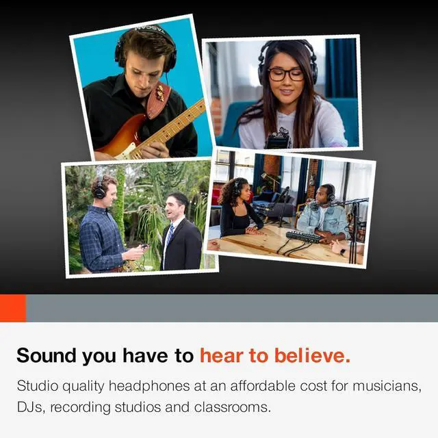 Alt view image 4 of 7 - TASCAM TH-02 Professional Studio Monitor Headphones, Wired, Over Ear  for Recording, Podcast, DJ, Music and Guitar, with 1/4 Inch Jack Adapter