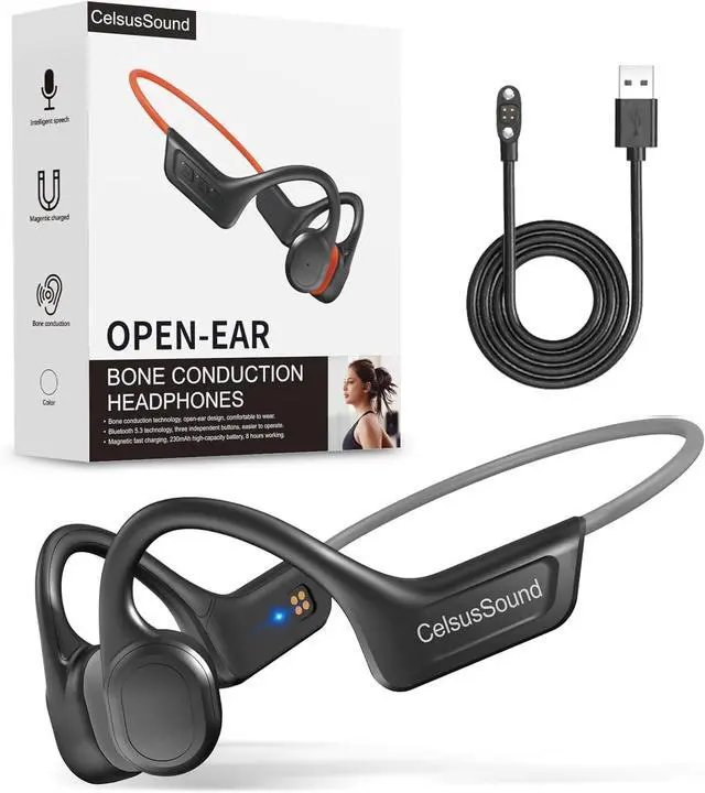 Main image of CelsusSound Bone Conduction Headphones,Upgraded IPX7 Waterproof Wireless Earbuds,Open Ear Headphones Bluetooth 5.3 with Mic,10H Playtime for Running,Cycling,Hiking,Gym,Workout(Gray)