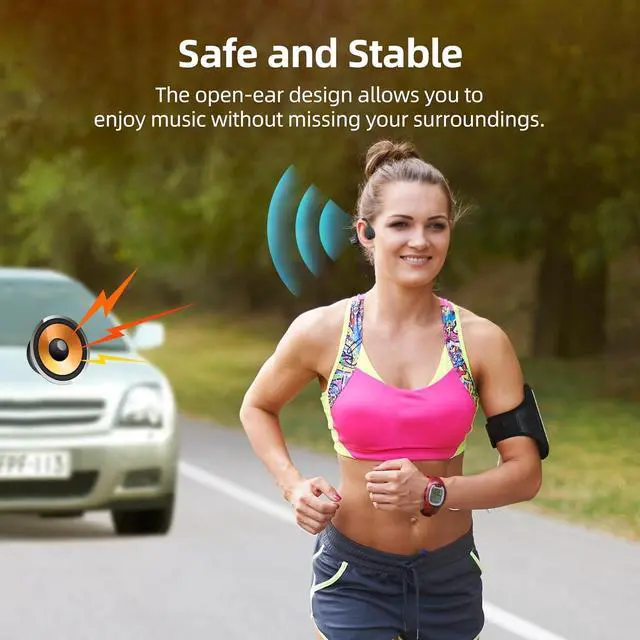 Alt view image 7 of 7 - CelsusSound Bone Conduction Headphones,Upgraded IPX7 Waterproof Wireless Earbuds,Open Ear Headphones Bluetooth 5.3 with Mic,10H Playtime for Running,Cycling,Hiking,Gym,Workout(Gray)