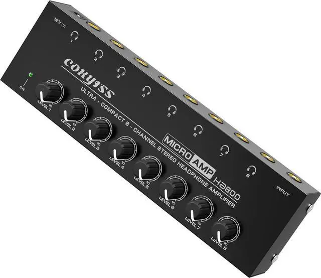 Main image of 8-Channel Headphone Amplifier with 9 Adapters - Portable Ultra-Low Noise Multi-Port Stereo Headphone Distributor (8 Output/1 Input) for Recording Studios, Streaming, Band, Sound Mixer