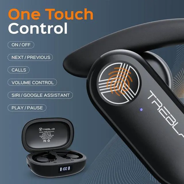 Alt view image 7 of 7 - TREBLAB X3 Pro - Ultra Comfortable Earhooks, Pure-HD Sound, Punchy Bass, 145H Battery, Waterproof & Sweatproof Bluetooth Earbuds, Mics for Calls, True Wireless Ear Buds for Sports Workout Running