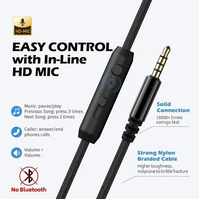 Alt view image 4 of 6 - C8 Headphones Wired On-Ear Headphones with Microphone and Volume Control Foldable Corded Stereo 3.5mm Headset for Smartphones Chromebook Laptop Computer PC Tablets Travel(Black/Blue)