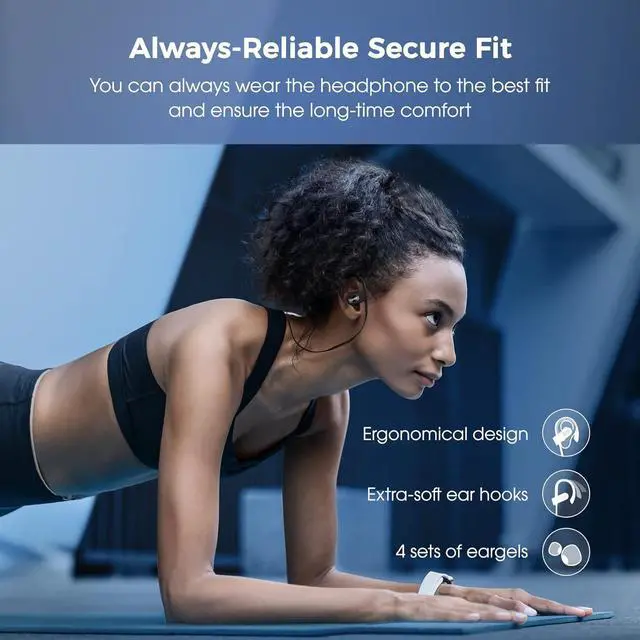 Alt view image 7 of 7 - Bluetooth Headphones, Deep Bass Wireless Running Headphones w/16 Hrs Playtime, Bluetooth Earbuds in-Ear w/Earhooks, IPX7 Waterproof Sports Earphones with Microphone for Calls