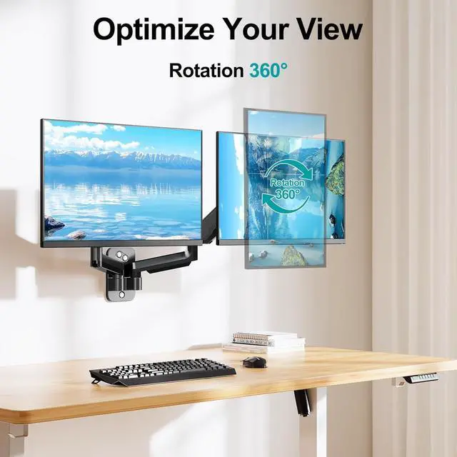Alt view image 7 of 7 - MOUNT PRO Dual Monitor Wall Mount for 13 to 32 Inch Computer Screens, Gas Spring Wall Monitor Arm for 2 Monitors, Each Holds Up to 19.8lbs, Full Motion Wall Monitor Mount with VESA 75x75/100x100