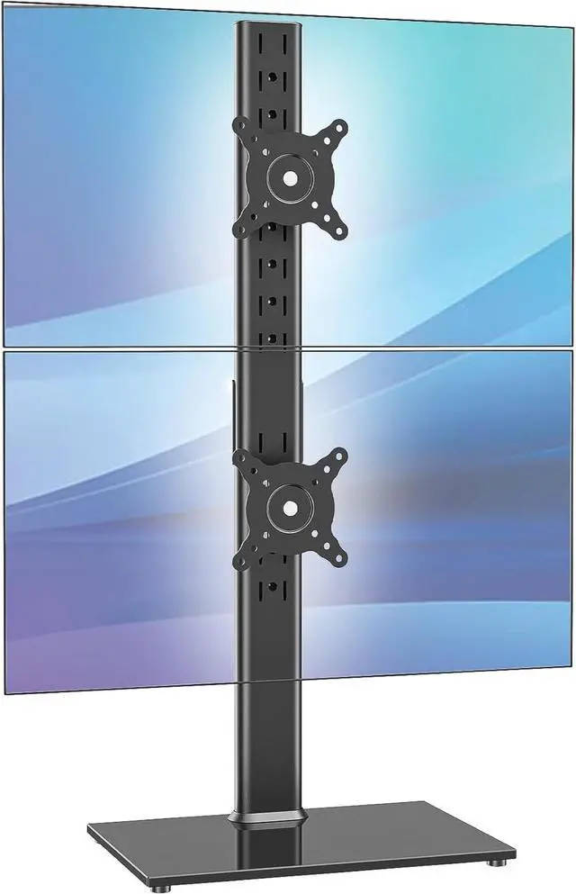 Main image of Dual Monitor Stand - Vertical Stack Screen Free-Standing Desk Mount Arm Riser Fits Two 13 to 34 Inch Computer Monitors with Swivel, Tilt, Height Adjustable, VESA Stand 100 x 100mm, 75 x 75mm AX05TB02