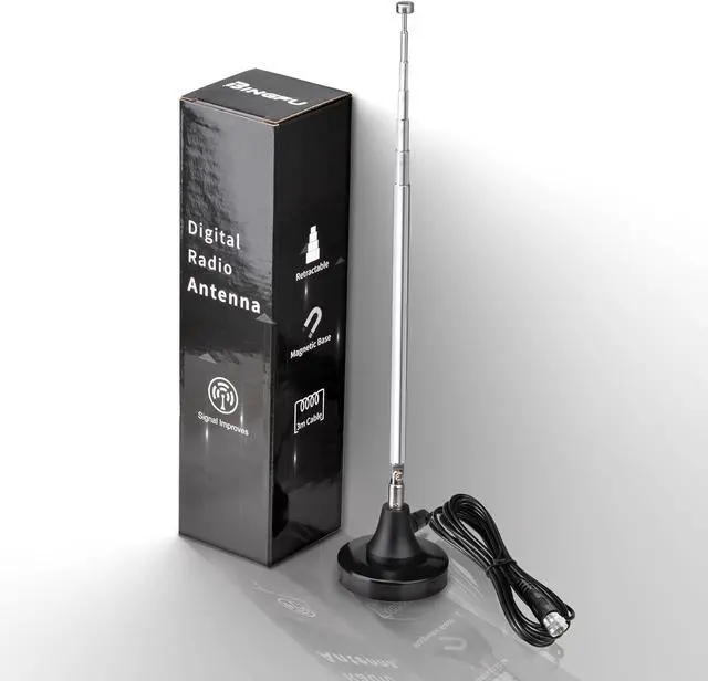 Alt view image 2 of 7 - Bingfu Strong Magnetic Base FM Radio Antenna Telecopic for Pioneer Onkyo Yamaha Marantz Sherwood Indoor Digital HD Radio FM Radio Bluetooth Home Stereo Receiver AV Audio Video Home Theater Tuner