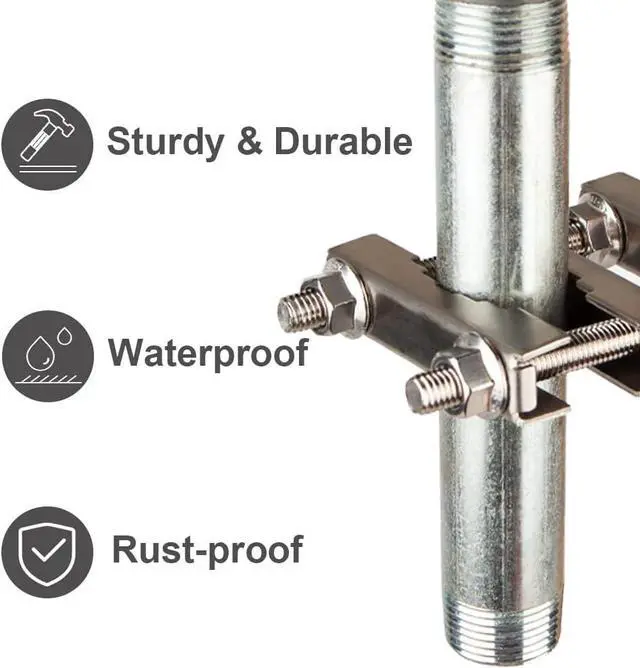 Alt view image 5 of 7 - 2 Pack Double Antenna Mast Clamp V Jaw Block 304 Stainless Steel TV Double Antenna Pole Holder Heavy Duty Pole to Pole Mounting Hardware Kit Bracket Holder for TV Ham, Flag Post, Umbrella, Parasols