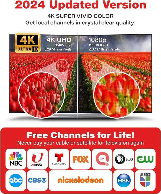 Alt view image 2 of 7 - TV Antenna 650+ Miles Long Range Indoor Outdoor - Support 4K 8K 1080p & All TV's - Smart Switch Amplifier Signal Booster - 18ft HDTV Cable/AC Adapter