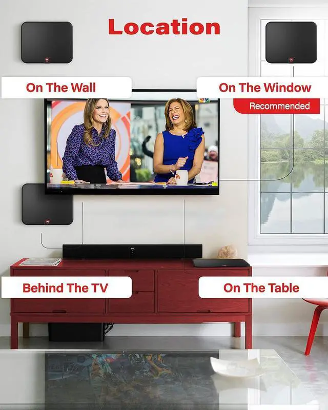 Alt view image 7 of 7 - TV Antenna 650+ Miles Long Range Indoor Outdoor - Support 4K 8K 1080p & All TV's - Smart Switch Amplifier Signal Booster - 18ft HDTV Cable/AC Adapter