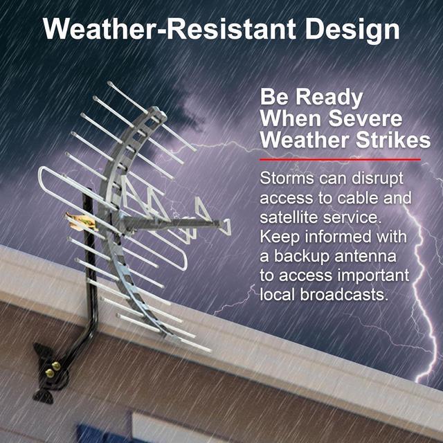Alt view image 4 of 7 - GE Outdoor HD Digital TV Antenna, Long Range Smart TV Antenna, Supports 4K 1080P HD Smart TV VHF UHF, J Mount Included for Attic or Outdoor, Weather Resistant, 29884