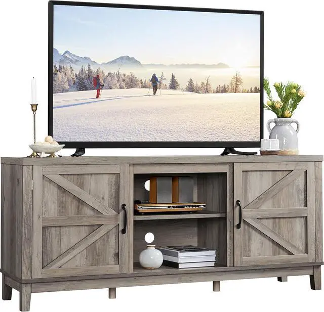 Main image of Yaheetech TV Stand for 65 Inch TV, Farmhouse TV Console Table for Living Room, Tall Entertainment Center with Double Barn Doors for Bedroom, Gray