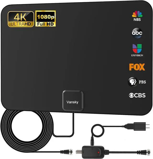 Main image of TV Antenna Indoor, Digital Amplified Indoor HDTV Antenna, 1080p VHF UHF Television Local Channels Detachable Signal Amplifier and 16.5ft Long Coax Cable