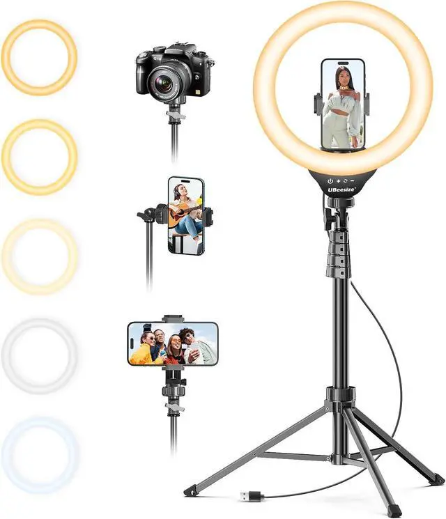 Main image of UBeesize 12'' Selfie Ring Light with 62 Tripod Stand for Video Recording, Live Streaming(YouTube, Instagram, TIK Tok), Compatible with Phones, Cameras and Webcams