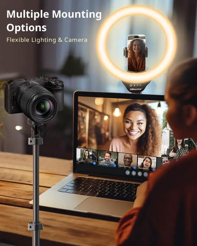 Alt view image 3 of 6 - UBeesize 12'' Selfie Ring Light with 62 Tripod Stand for Video Recording, Live Streaming(YouTube, Instagram, TIK Tok), Compatible with Phones, Cameras and Webcams