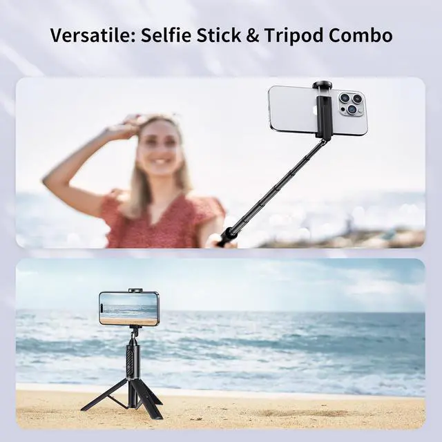 Alt view image 7 of 7 - ATUMTEK Selfie Stick Tripod, Extendable 3 in 1 Aluminum Bluetooth Selfie Stick with Wireless Remote and Tripod Stand for iPhone 16/15/14/13/12/11 Pro Max/XS Max/XS/XR/X/8/7, Samsung Smartphones Black