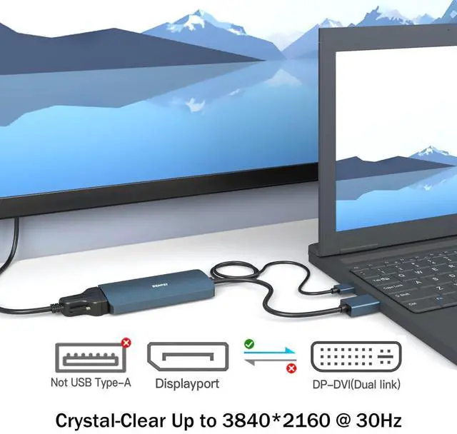 Alt view image 2 of 7 - BENFEI DisplayPort to DVI DVI-D Dual Link Adapter Supports 2K@60Hz, 1080P@60Hz
