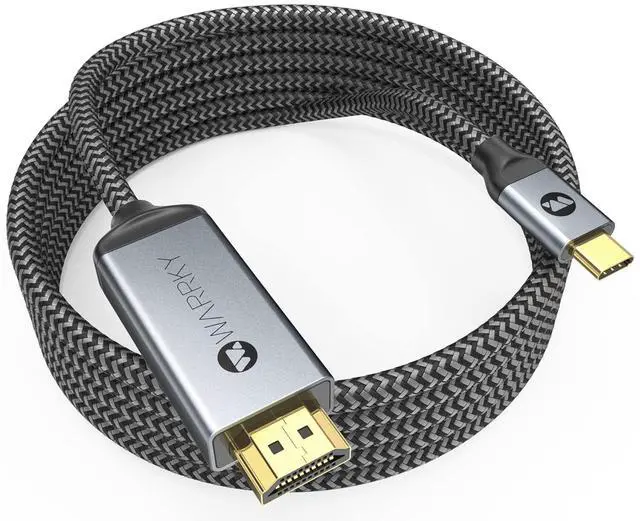 Main image of Warrky USB C to HDMI Cable 4K, 15ft [Braided, High Speed] Thunderbolt 3 to HDMI Adapter Compatible for New iPad, MacBook Pro/Air, iMac, Galaxy S20 S10 S9 S8, Surface, Dell, HP