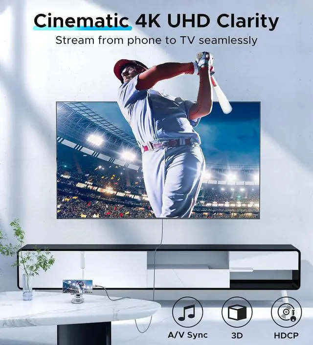 Alt view image 2 of 7 - Warrky USB C to HDMI Cable 4K, 15ft [Braided, High Speed] Thunderbolt 3 to HDMI Adapter Compatible for New iPad, MacBook Pro/Air, iMac, Galaxy S20 S10 S9 S8, Surface, Dell, HP