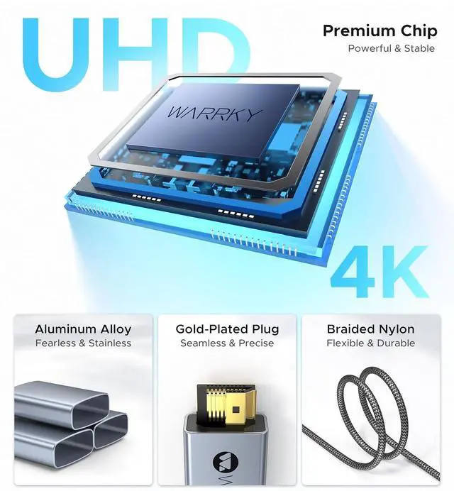 Alt view image 5 of 7 - Warrky USB C to HDMI Cable 4K, 15ft [Braided, High Speed] Thunderbolt 3 to HDMI Adapter Compatible for New iPad, MacBook Pro/Air, iMac, Galaxy S20 S10 S9 S8, Surface, Dell, HP